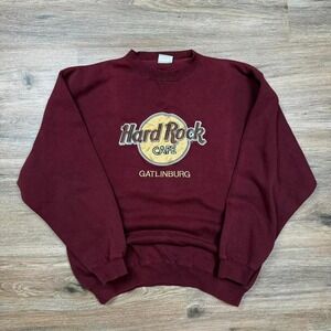 vintage 90s dark red burgundy hard rock cafe gatlinburg crewneck sweatshirt